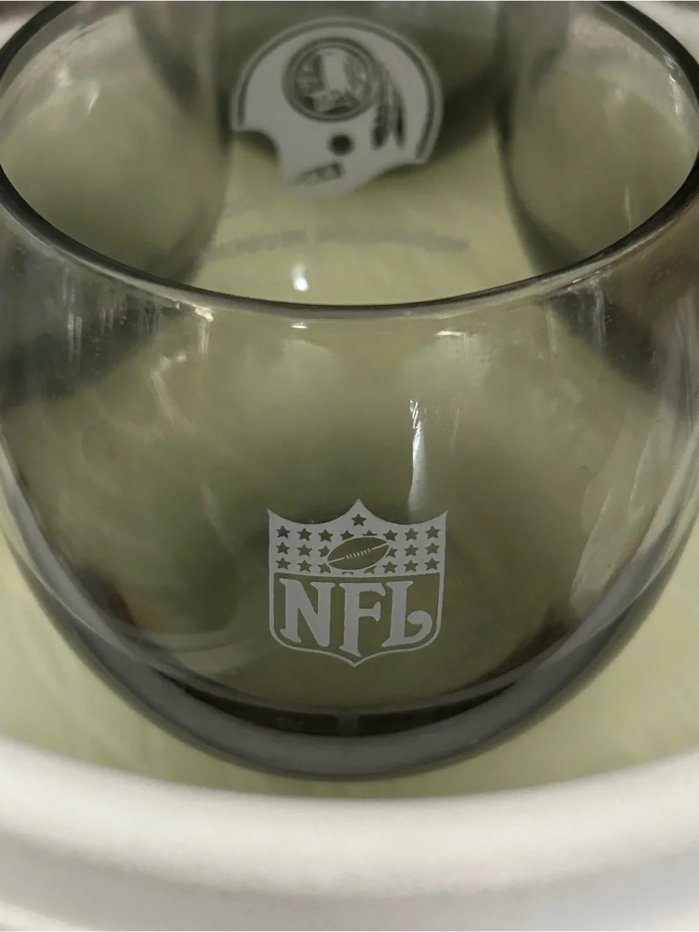Vtg 1970s NFL Washington Redskins Smoked Glass Roly Poly Whiskey Glasses Set (4)